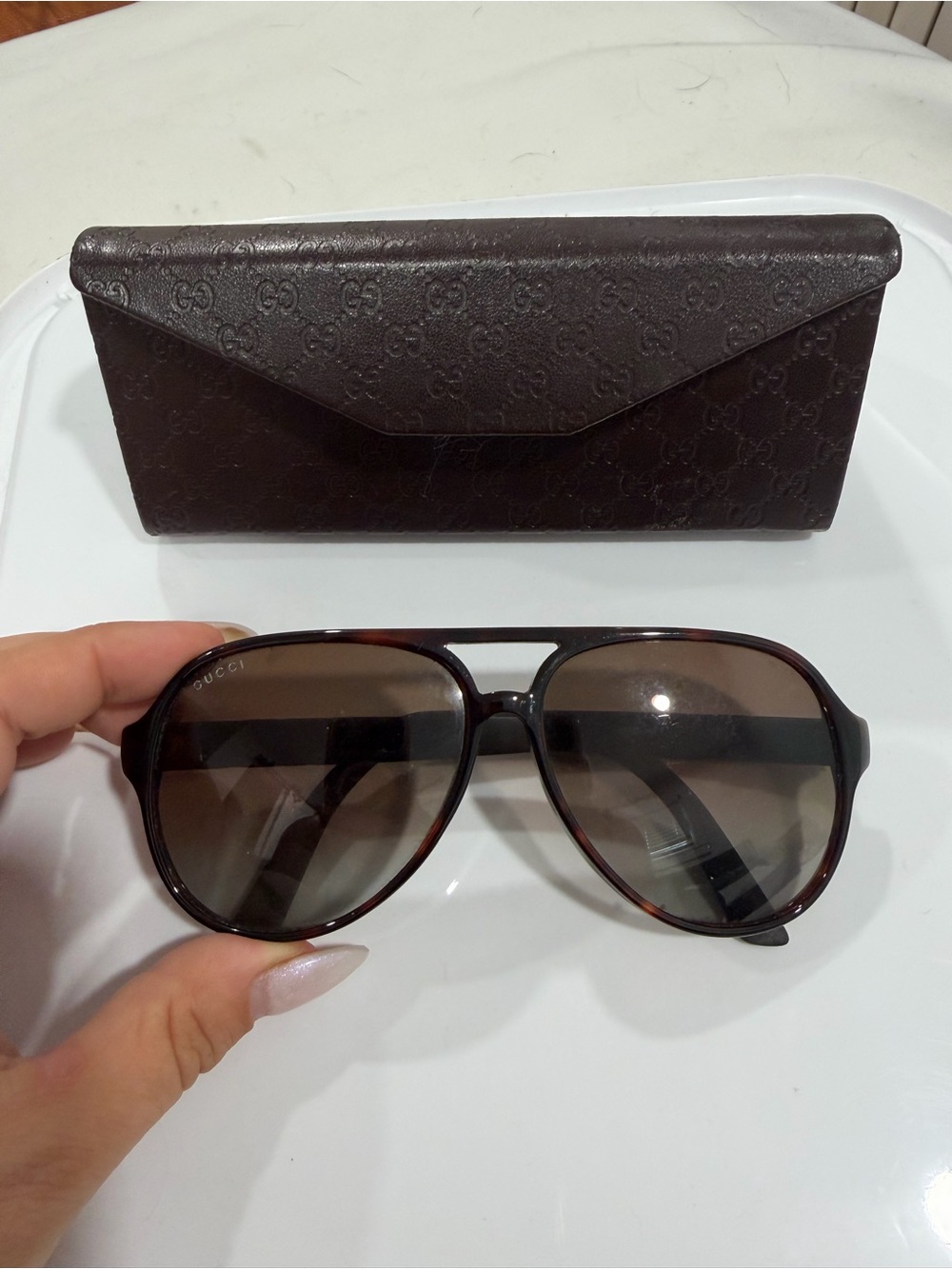 Gucci Black Oversized Sunglasses Red Green Web Detail + Case